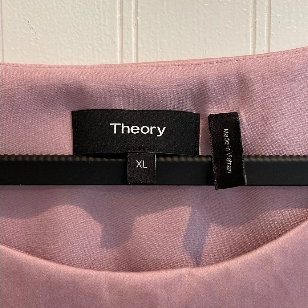 THEORY Easy Sleeveless Sheath Dress in Pink Lilac Cotton Chintz Size XL